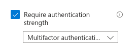 Screenshot der "Authentication Strength" einstellungen des Resource Tenant, die "Multifaktor-Authentifizierung" für Gäste zeigen.